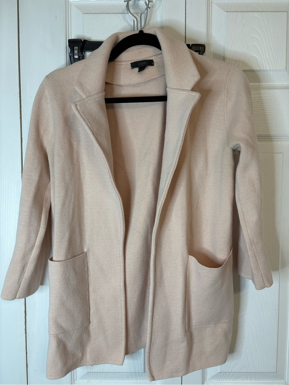 J. Crew Women's Open Front Blush Pink Knit Wool blend Blazer XS